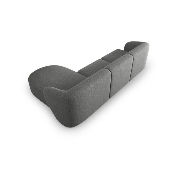 Pilkos spalvos iš šenilinio audinio kampinė sofa (su dešiniuoju kampu/su gultu) Paolo – Milo Casa-image-3