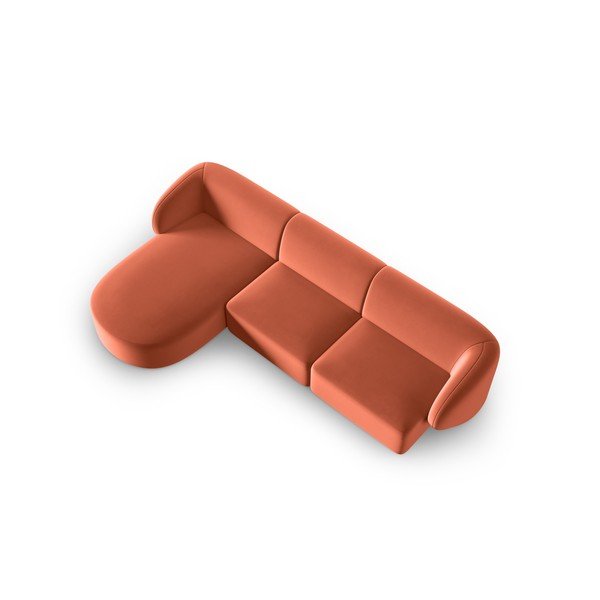 Rožinės spalvos iš velveto kampinė sofa (su kairiuoju kampu/su gultu) Paolo – Milo Casa-image-2