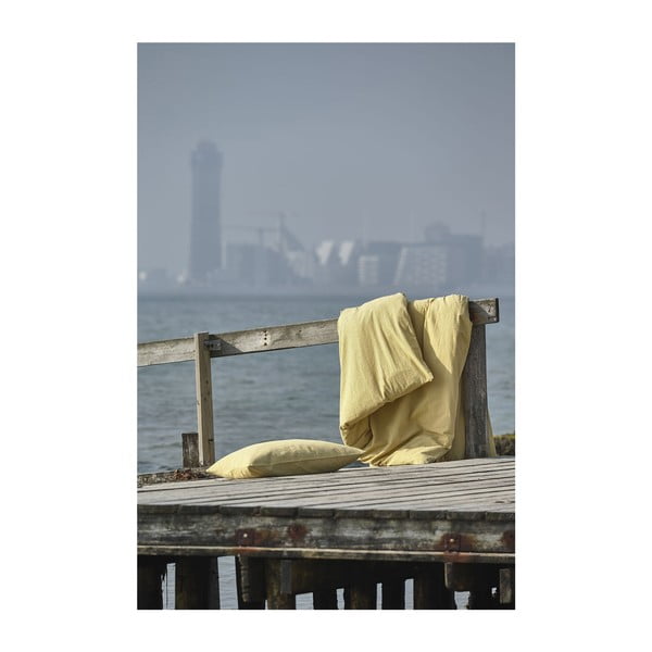 Geltona ekologiškos medvilnės patalynė 200x140 cm Wave Straw - Södahl-image-4