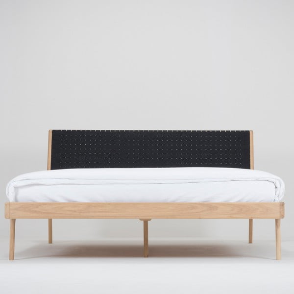 Ąžuolo masyvo lova su juodu galvūgaliu Gazzda Fawn, 160 x 200 cm-image-3