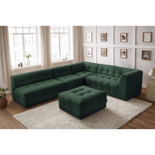 Tamsiai žalia kampinė sofa (dešinysis kampas) Kleber - Bobochic Paris-image-1