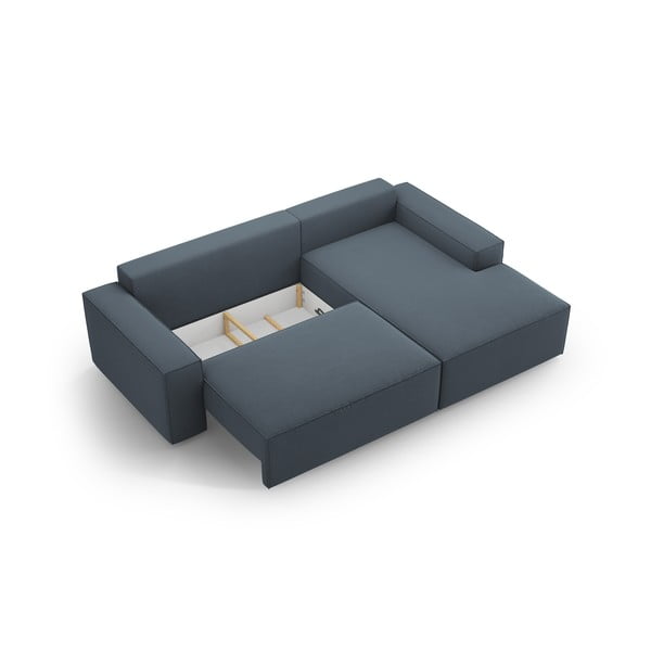 Sulankstoma kampinė sofa mėlynos spalvos (su dešiniuoju kampu) Jodie – Micadoni Home-image-4