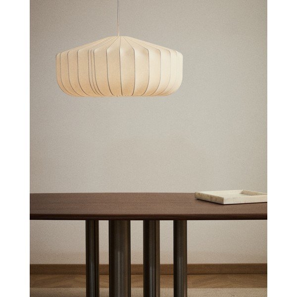 Baltos spalvos lubinis šviestuvas ø 76 cm su tekstiliniu gaubtu Somar – Kave Home-image-1