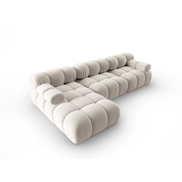 Iš velveto modulinė kampinė sofa smėlio spalvos (su kairiuoju kampu) Bellis – Micadoni -image-4