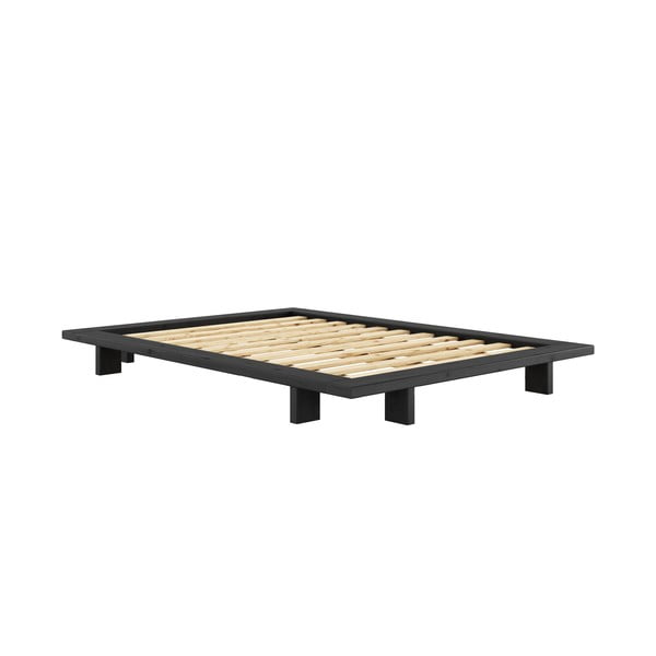 Juoda dvigulė lova iš pušies medienos su grotelėmis 140x200 cm Japan - Karup Design