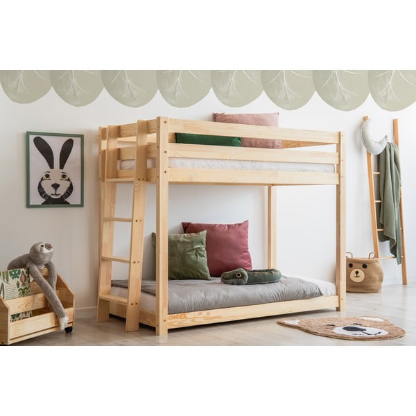 Dviaukštė lova iš pušies medienos 70x140 cm CLPB - Adeko-image-1