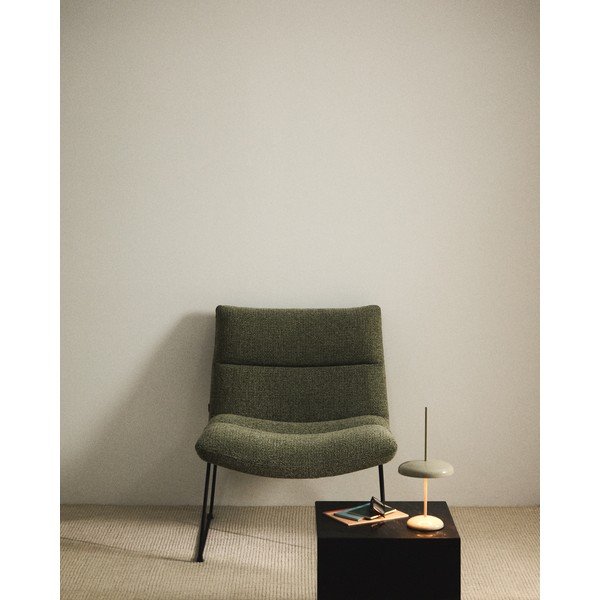 Žalios spalvos krėslas iš šenilinio audinio Asen – Kave Home-image-1