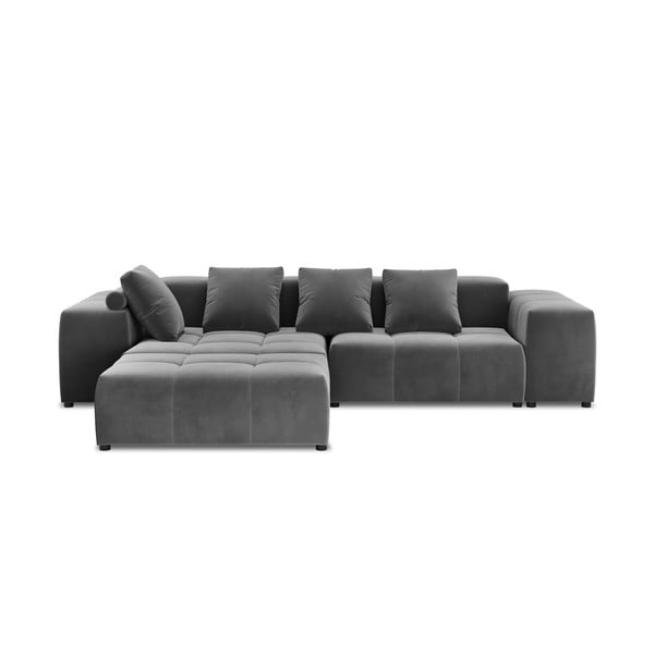 Pilka aksominė kampinė sofa (kintama) Rome Velvet - Cosmopolitan Design