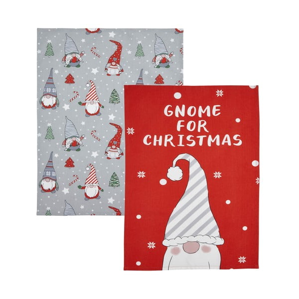 2 medvilninių rankšluosčių rinkinys su Kalėdų motyvais 50x70 cm Gnomes - Catherine Lansfield