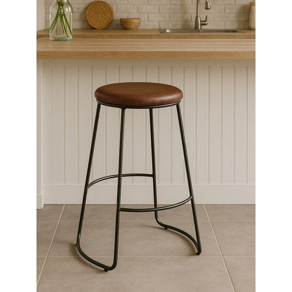 Juodos spalvos/rudos spalvos iš audinio baro taburetė (sėdynės aukštis 64 cm) Brixton – Premier Housewares-image-1