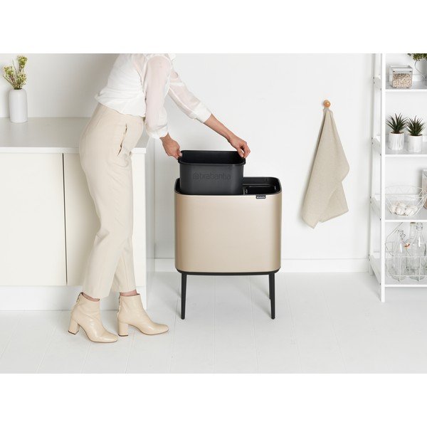 Iš plieno šiukšliadėžė auksinės spalvos rūšiavimui/galima atidaryti palietus 34 l Bo Touch Bin – Brabantia-image-1