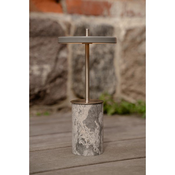 Pilkos spalvos iš marmuro stalinis šviestuvas LED su pritemdymo funkcija (aukštis 25,5 cm) su metaliniu gaubtu Asteria Move Mini – UMAGE-image-1