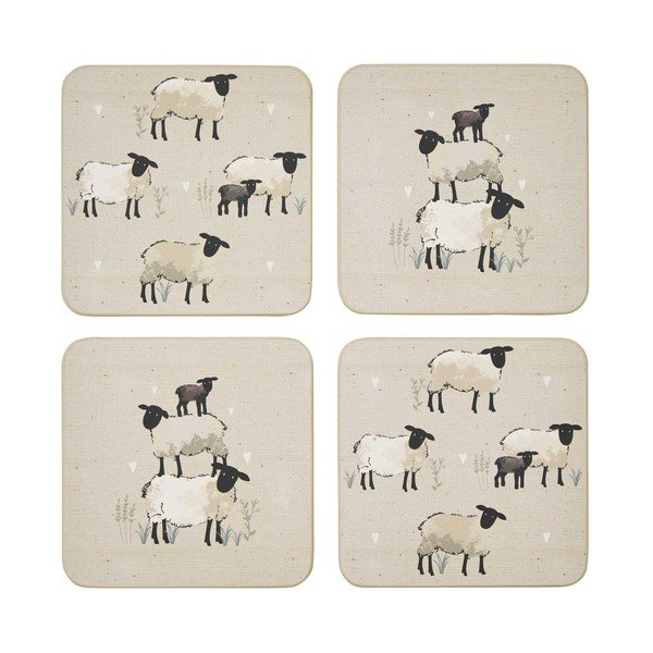Taupe spalvos iš kamščio padėkliukai 4 vnt. Highland Sheep – Cooksmart ®
