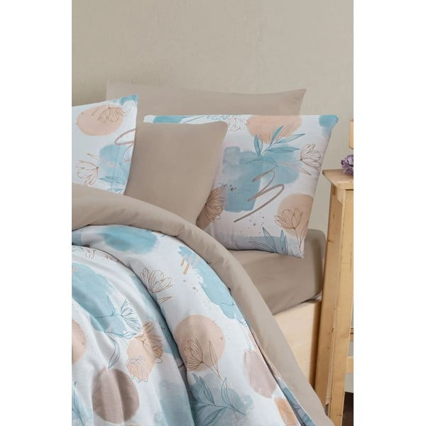 Dvigulė/itin ilga patalynė mėlynos spalvos/rudos spalvos su paklode/4 dalių 200x220 cm Magnolia – Mila Home-image-2