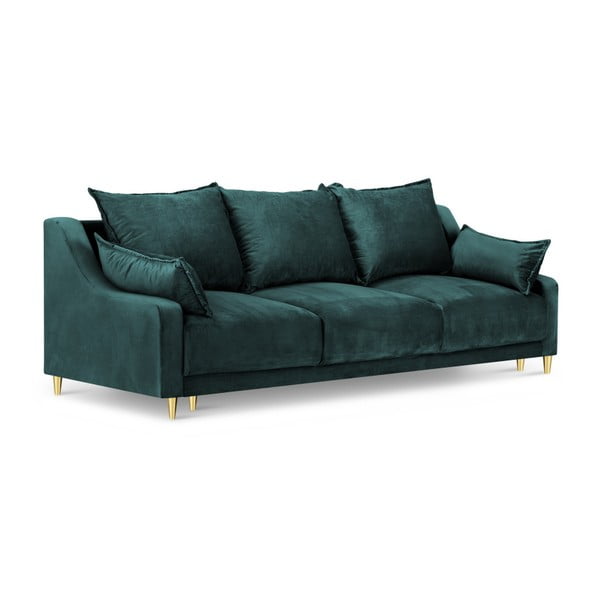 Mėlynos spalvos sofa-lova su daiktadėže Mazzini Sofas Pansy, 215 cm