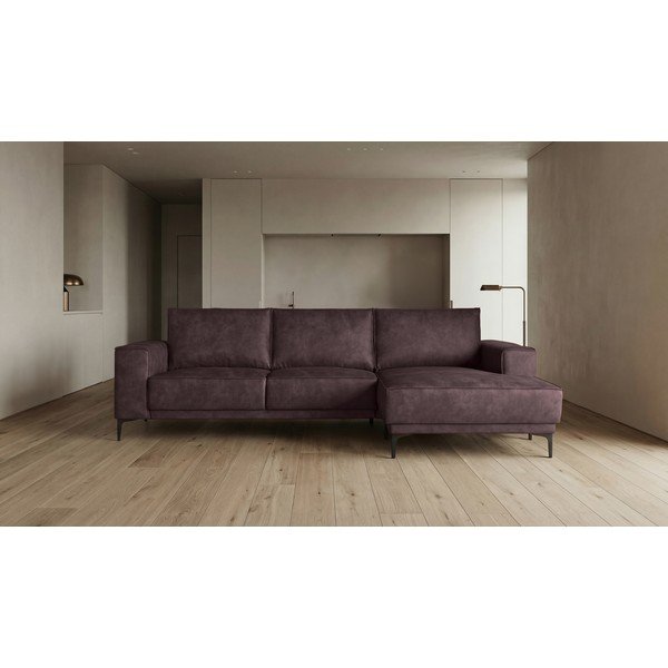 Iš dirbtinės odos kampinė sofa tamsiai rudos spalvos (su dešiniuoju kampu) Copenhagen – Scandic-image-4