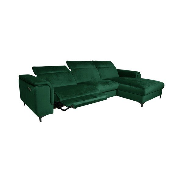Kampinė sofa tamsiai žalios spalvos iš velveto (su dešiniuoju kampu) Brito – MESONICA-image-1