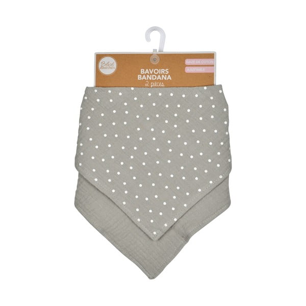 Iš muslino seilinukai komplekte pilkos spalvos 2 vnt. – Bébé Douceur-image-3