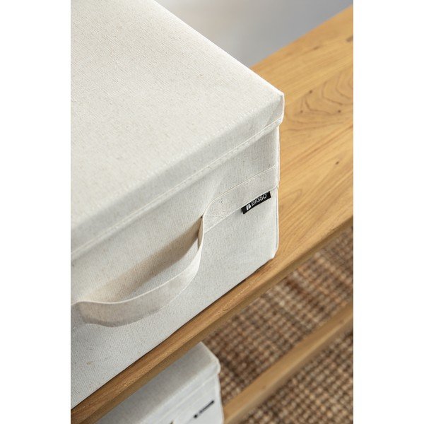Smėlio spalvos iš tekstilės daiktadėžė su dangčiu 31x41x22 cm Soft Storage Medium – Bigso-image-3