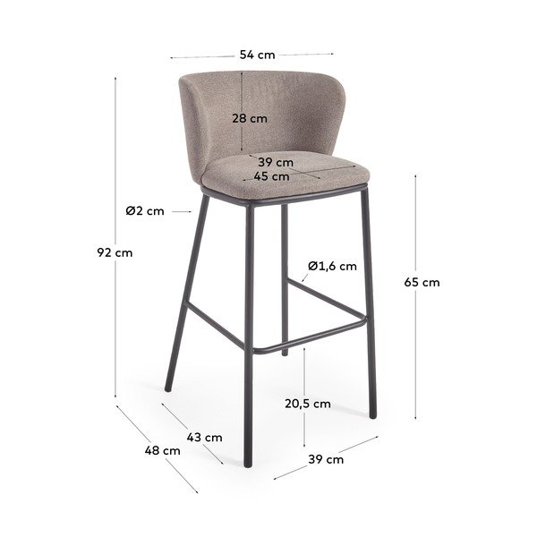 Baro taburėtės šviesiai rudos spalvos 2 vnt. 92 cm Ciselia – Kave Home-image-4