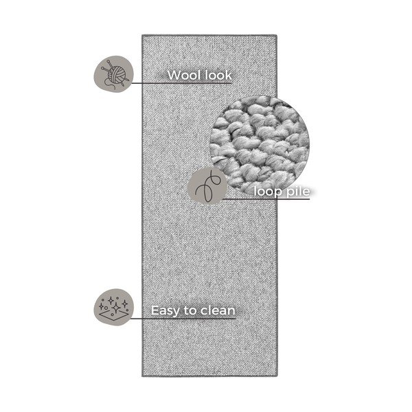 Kilimas pilkos spalvos 80x300 cm Wolly – BT Carpet-image-4