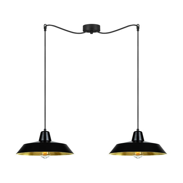Juodas dviejų šakų pakabinamas šviestuvas su vario spalvos detalėmis Sotto Luce Cinco, ⌀ 85 cm
