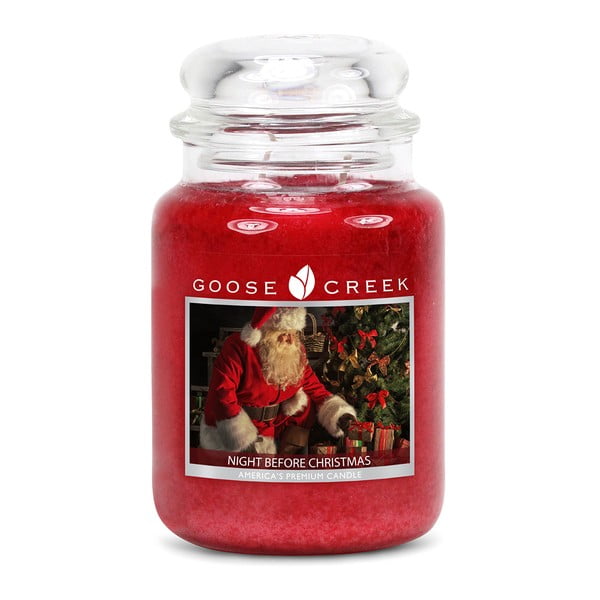 Kvapnioji žvakė stikliniame indelyje "Goose Creek Christmas Eve Night", 150 valandų degimo