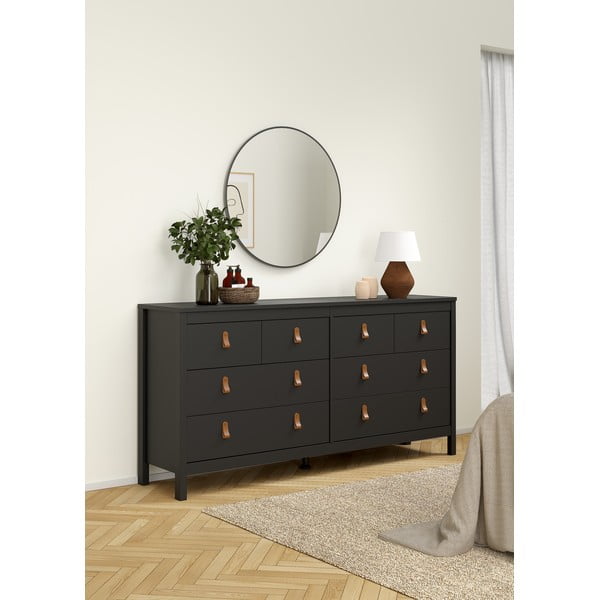 Žema šoninė spintelė juodos spalvos 159x80 cm Madrid – Tvilum-image-1