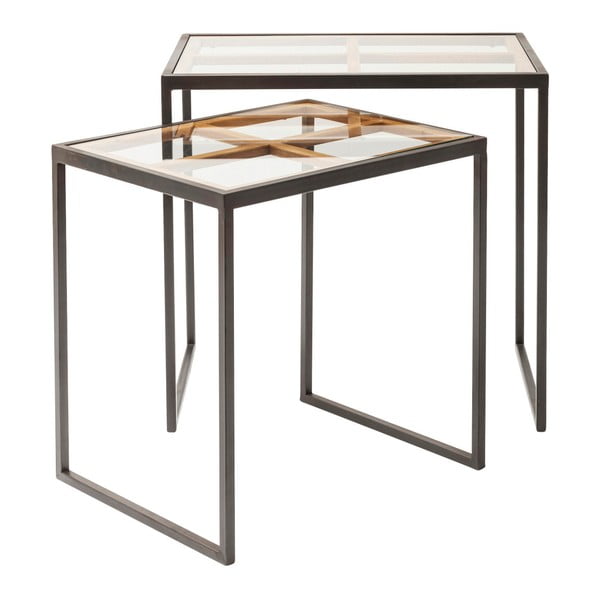 2 staliukų rinkinys iš stiklo ir metalo Kare Design Beam