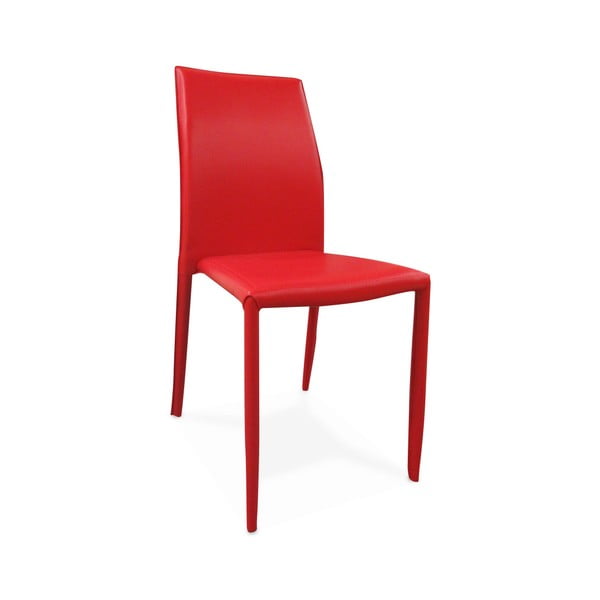 Raudona valgomojo kėdė su eko odos užvalkalu Evergreen House Faux