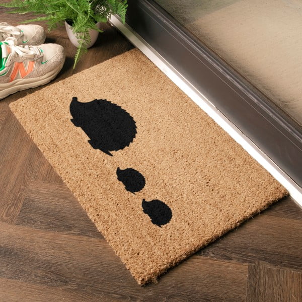 Iš kokoso pluošto grindų kilimėlis 40x60 cm Hedgehog Family – Artsy Doormats-image-1