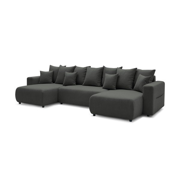 Tamsiai pilka U formos sofa-lova Envy - Bobochic Paris-image-3