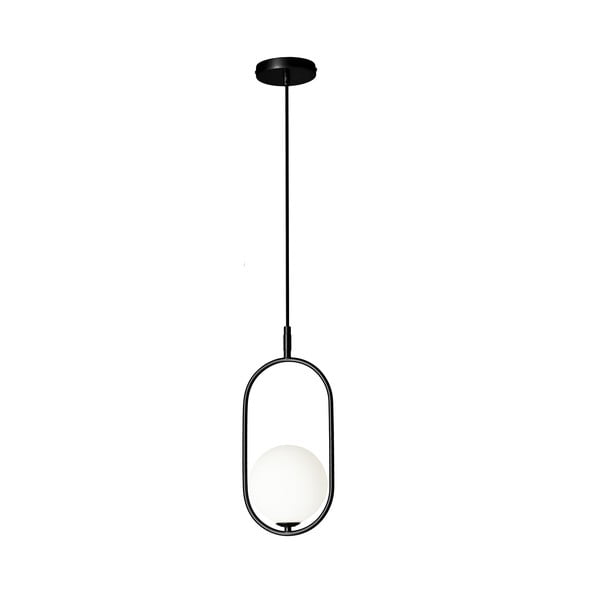 Juodas pakabinamas šviestuvas su stikliniu gaubtu 18,5x15 cm Cordel - Candellux Lighting-image-2