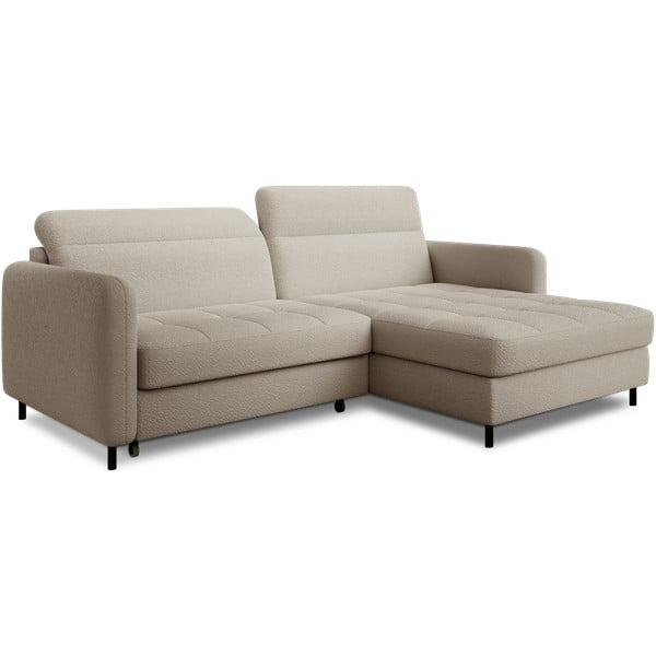 Smėlio spalvos iš boucle sulankstoma/su sandėliavimo vieta kampinė sofa (su dešiniuoju kampu/su gultu) Gomsi – ELTAP-image-2