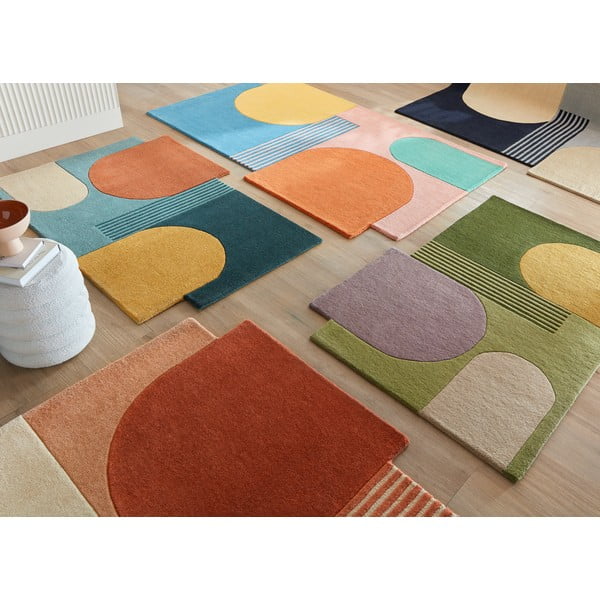 Rankų darbo mėlynos spalvos iš vilnos kilimas 150x240 cm Lozenge Bright Multi – Flair Rugs-image-2