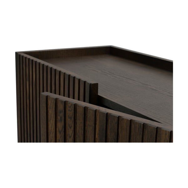 Tamsiai ruda žema ąžuolinė komoda 160x75 cm Halifax - Rowico-image-1