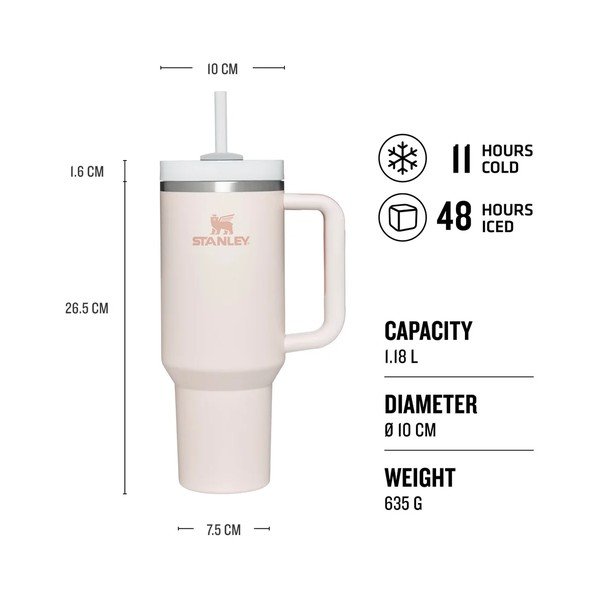 Persikų spalvos iš nerūdijančio plieno su šiaudeliu termosas 1,18 l Quencher H2.O FlowState™ Tumbler Peach Rose – Stanley-image-4