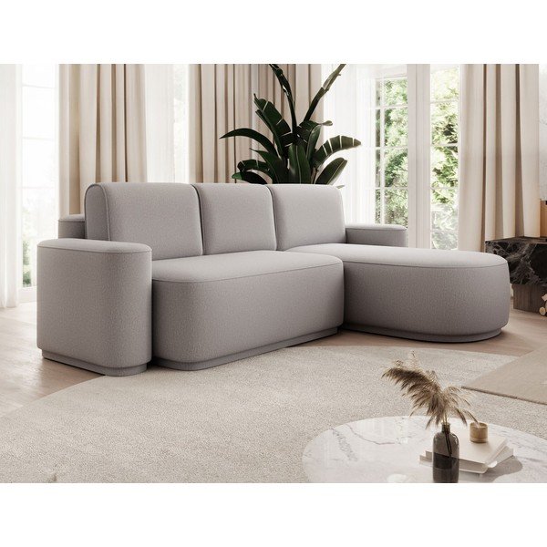 Šviesiai pilkos spalvos iš šenilinio audinio sulankstoma/su sandėliavimo vieta kampinė sofa (su dešiniuoju kampu/su gultu) Aurumm – ELTAP-image-3