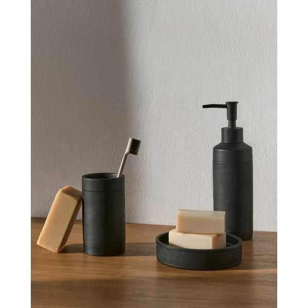 Juodos spalvos iš polirezino dantų šepetėlio indas Sisel – Kave Home-image-1