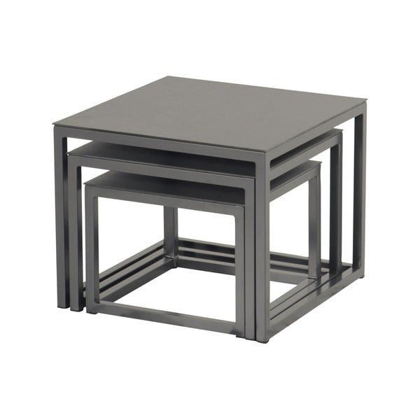 Sodo kavos staliukai iš aliuminio 3 vnt. 57x57 cm Biarritz – Hartman