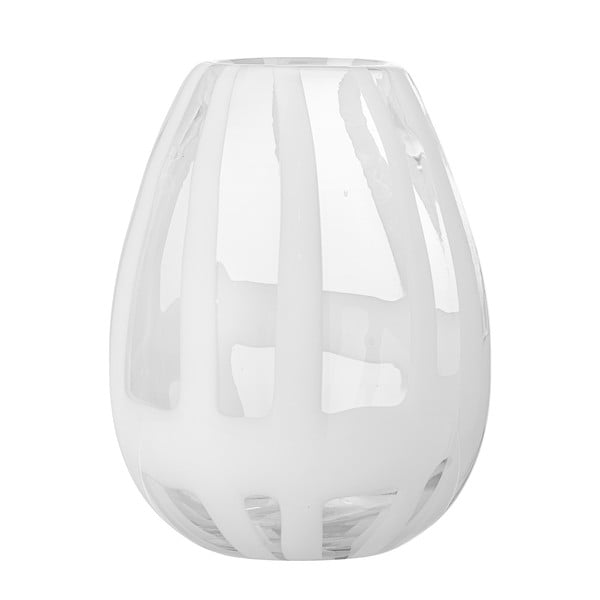 Iš stiklo  rankų darbo vaza baltos spalvos (aukštis 18 cm) Cosmin – Bloomingville