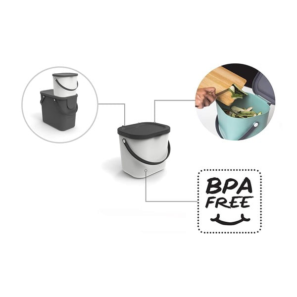 Žaliasis kompostuojamų atliekų konteineris 6 l Albula - Rotho-image-4