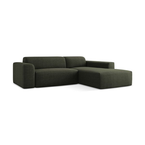 Žalios spalvos kampinė sofa (su dešiniuoju kampu/su gultu) Keli – Makamii-image-2