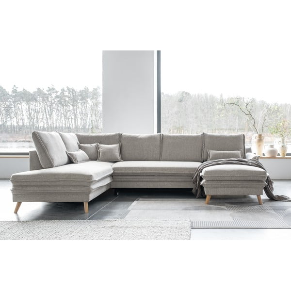 Sulankstoma kampinė sofa smėlio spalvos (su kairiuoju kampu/„U“ formos) Charming Charlie – Miuform-image-1