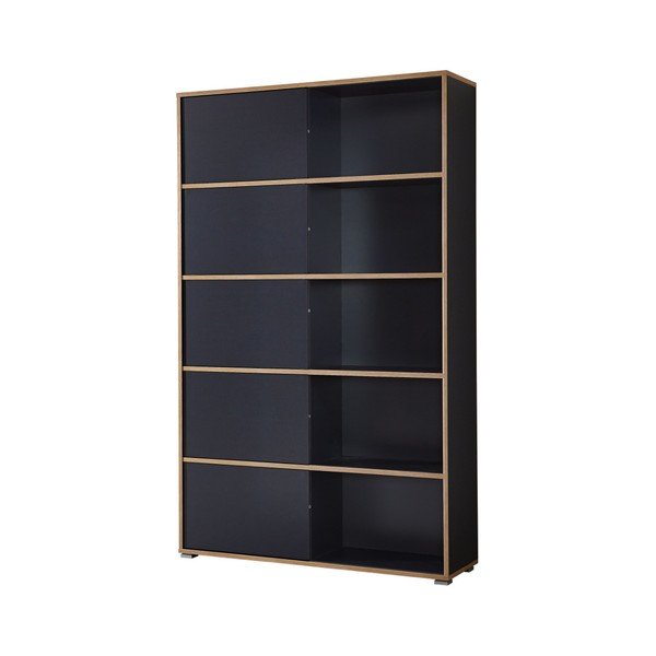 Juoda knygų spinta su stumdomomis durimis Germania Slide-image-2