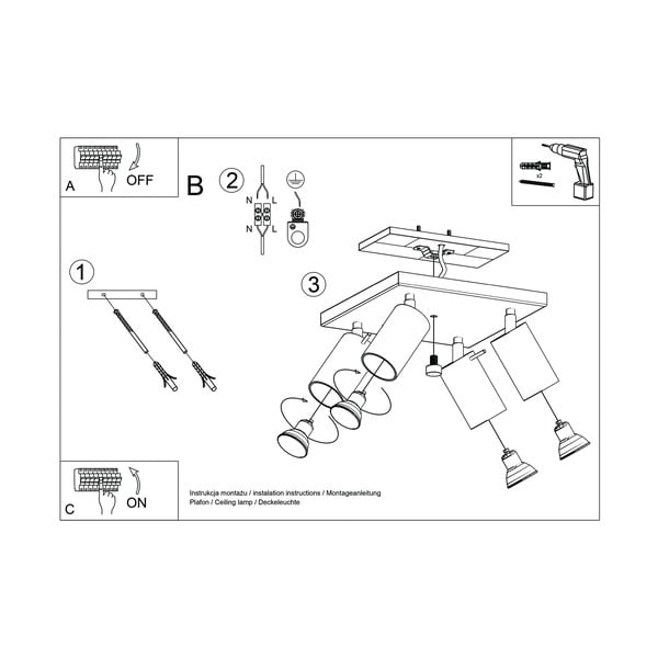 Pilkas lubinis šviestuvas Sollux Etna Quatre-image-4
