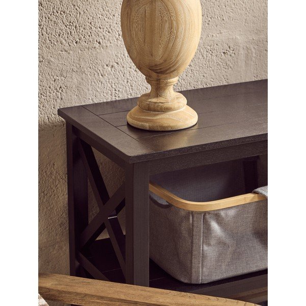 Juodos spalvos iš pušies masyvo pastatoma lentyna 120x81x40 cm Heritage – Premier Housewares-image-2