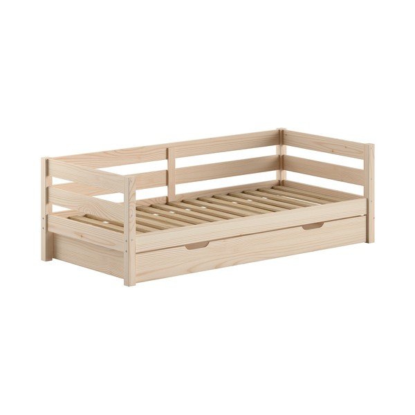 Natūralios spalvos ištraukiama iš pušies masyvo vaikiška lova su lovos grotelėmis 90x200 cm Margrit – Vipack