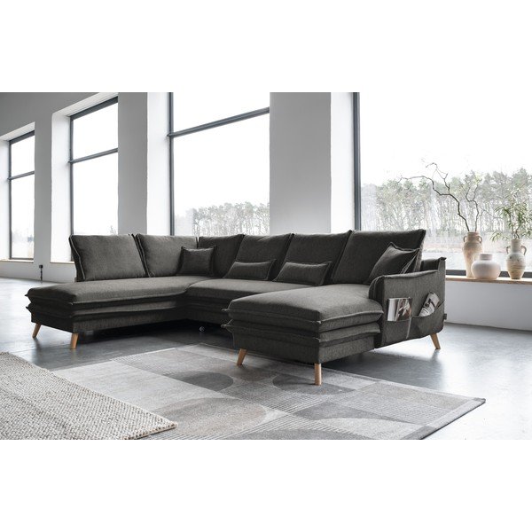 Sulankstoma kampinė sofa tamsiai pilkos spalvos (su kairiuoju kampu/„U“ formos) Charming Charlie – Miuform-image-3