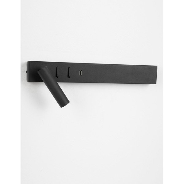 Matinės juodos spalvos iš metalo sieninė lempa LED su sulankstoma konstrukcija/su USB portu Vida – Nova Luce-image-3